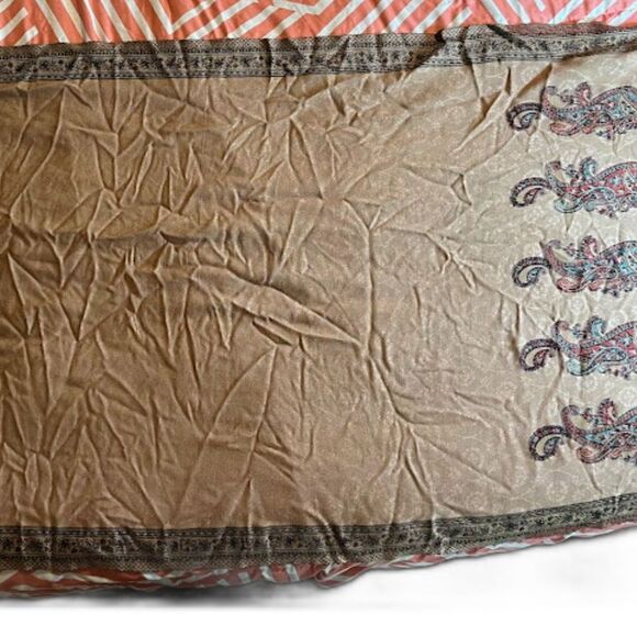 Modern Bohochic Brown/Turquoise/Red Paisley Design Table Runner Fringe 27"x 79" - Picture 3 of 8